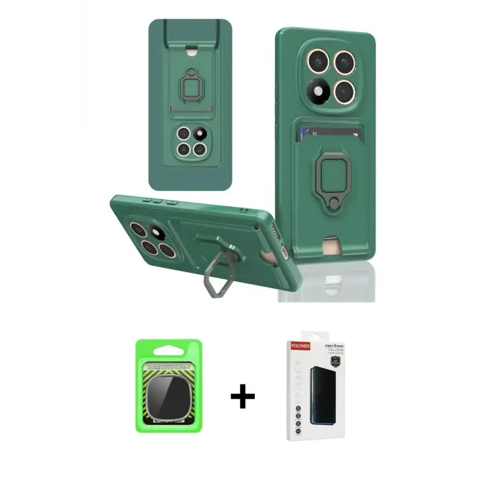 ieg™ Redmi Note 14 Pro Plus Kılıf Vadi Form Prime - Siyah Hayalet Polymer Nano Ekran Koruyucu + Raze Metal Kamera Lens - GS