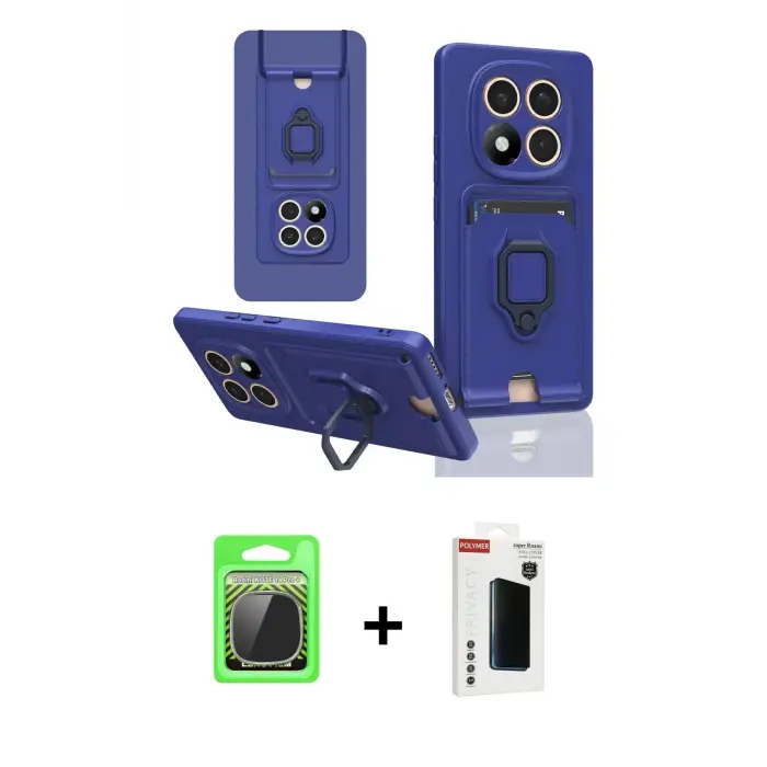 ieg™ Redmi Note 14 Pro Plus Kılıf Vadi Form Prime - Siyah Hayalet Polymer Nano Ekran Koruyucu + Raze Metal Kamera Lens - GS