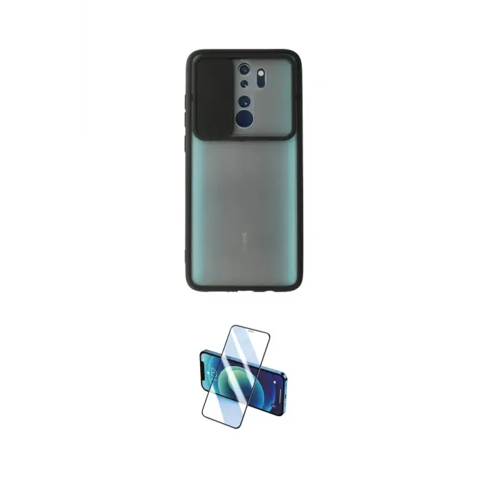 ieg™ Redmi Note 8 Pro Kılıf Vadi Çizgi - Siyah 3D Antistatik Cam Ekran Koruyucu