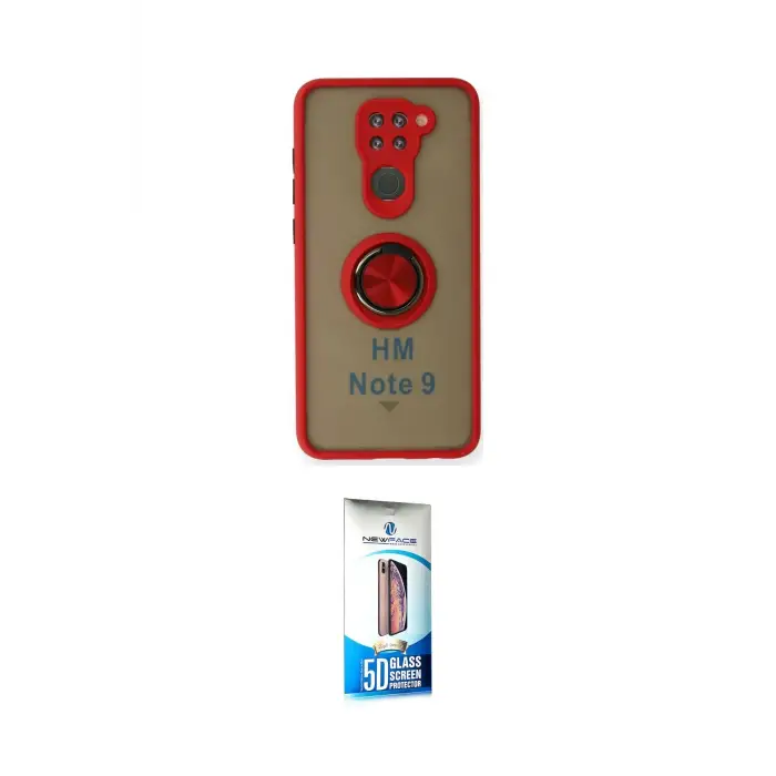ieg™ Redmi Note 9 Kılıf Yörünge Çizgi - Siyah 5D Eko Cam Ekran Koruyucu