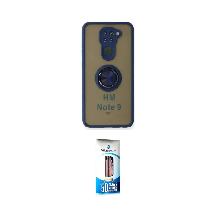 ieg™ Redmi Note 9 Kılıf Yörünge Çizgi - Siyah 5D Eko Cam Ekran Koruyucu