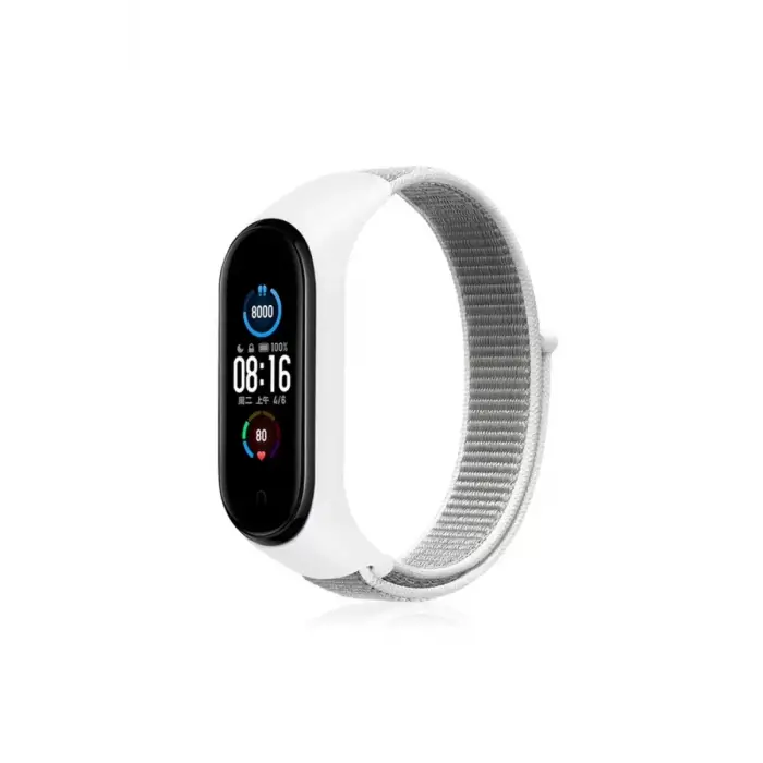 ieg™  Xiaomi Mi Band 4 Hasırlı Cırtcırtlı Kordon - Beyaz