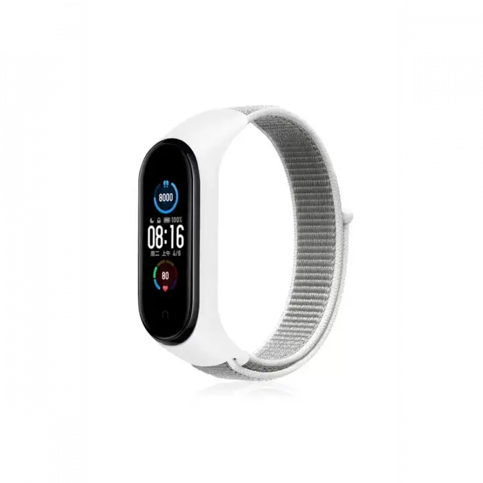 ieg™  Xiaomi Mi Band 4 Hasırlı Cırtcırtlı Kordon - Beyaz