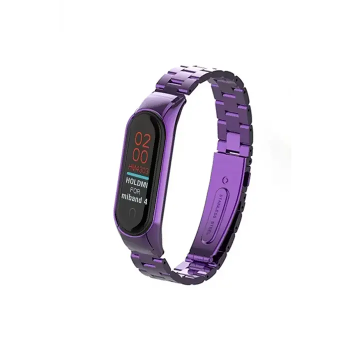 ieg™  Xiaomi Mi Band 4 Metal Baklalı Kordon - Mor