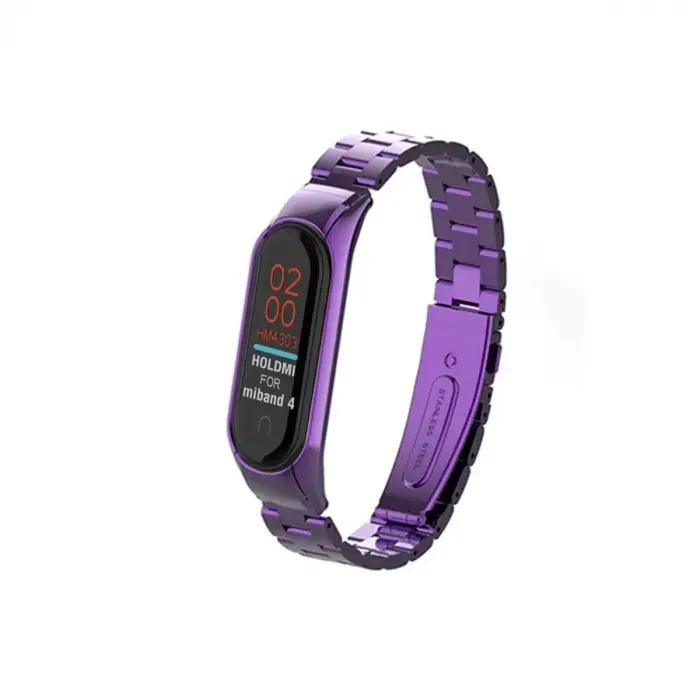 ieg™  Xiaomi Mi Band 4 Metal Baklalı Kordon - Mor