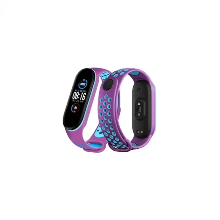 ieg™  Xiaomi Mi Band 4 Spor Delikli Kordon - Mor-Mavi