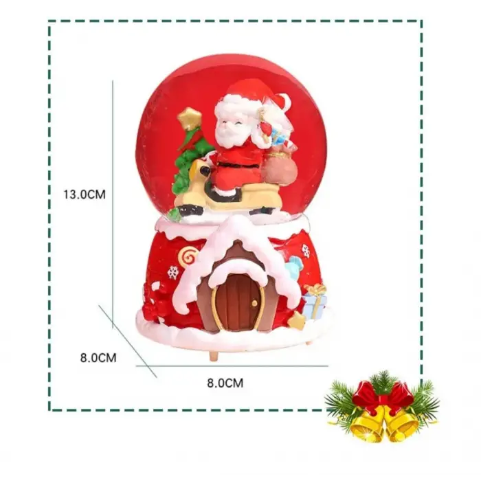 Yılbaşı 2025 Noel Baba Hediyeleri 13 cm Orta Boy Işıklı Müzikli Kar Küresi 59B