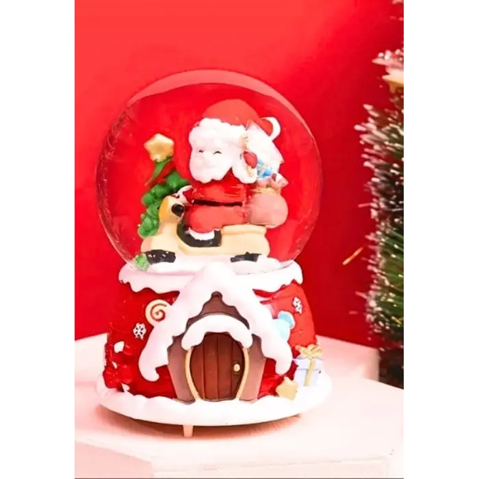 Yılbaşı 2025 Noel Baba Temalı 13 cm Orta Boy Işıklı Müzikli Kar Küresi 59A