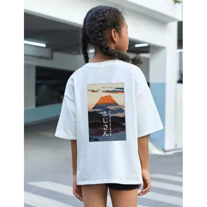 iegiyim™ Çocuk Unisex Baskılı T-Shirt - Beyaz