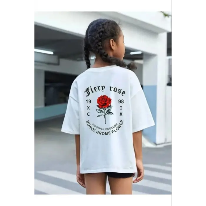 iegiyim™ Çocuk Unisex Baskılı T-Shirt - Beyaz