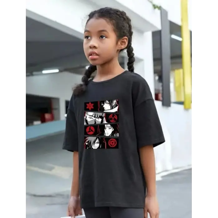 iegiyim™ Çocuk Unisex Baskılı T-Shirt - Siyah