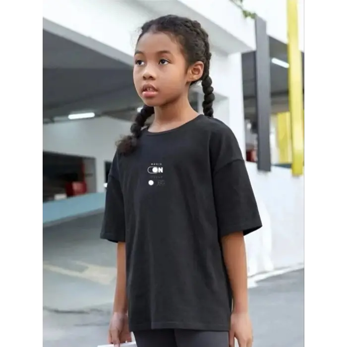 iegiyim™ Çocuk Unisex Baskılı T-Shirt - Siyah