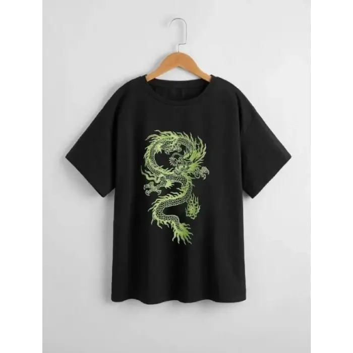 iegiyim™ Çocuk Unisex Baskılı T-Shirt - Siyah