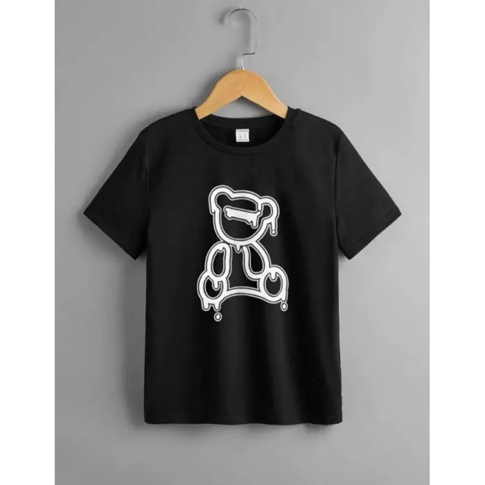 iegiyim™ Çocuk Unisex Baskılı T-Shirt - Siyah