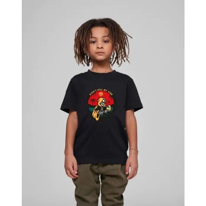 iegiyim™ Çocuk Unisex Baskılı T-Shirt - Siyah