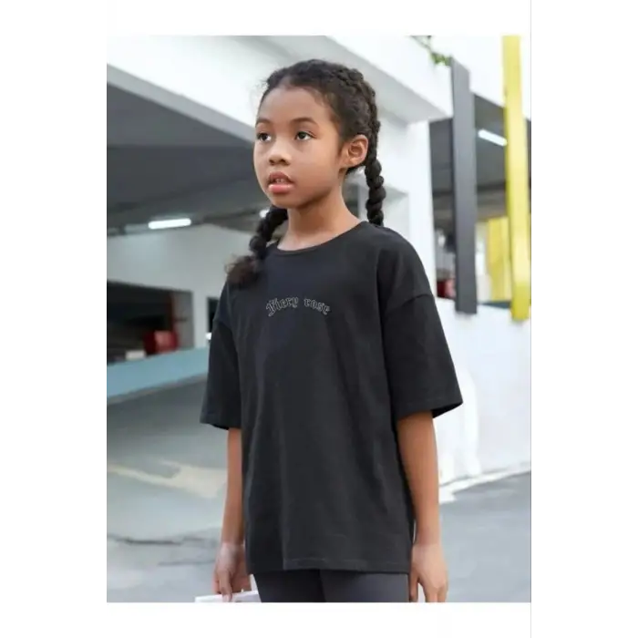 iegiyim™ Çocuk Unisex Baskılı T-Shirt - Siyah