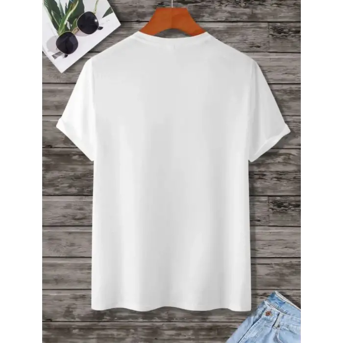 iegiyim™ Kadın Baskılı Oversize  kısa kol T-Shirt - Beyaz