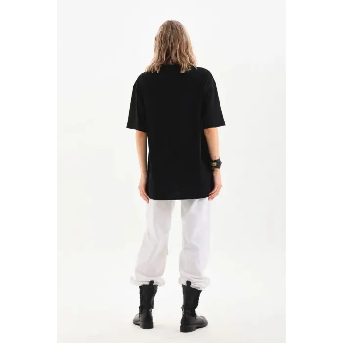 iegiyim™ Kadın Düz  Kısa kol Penye T-shirt - Siyah