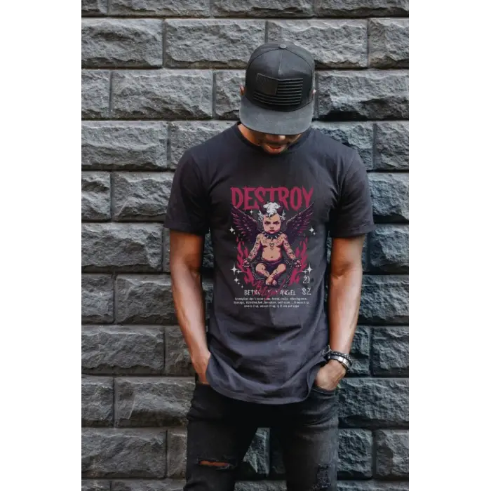 iegiyim™ Unisex Oversize 24/1 Penye DTF Baskılı Tişört - DTF106