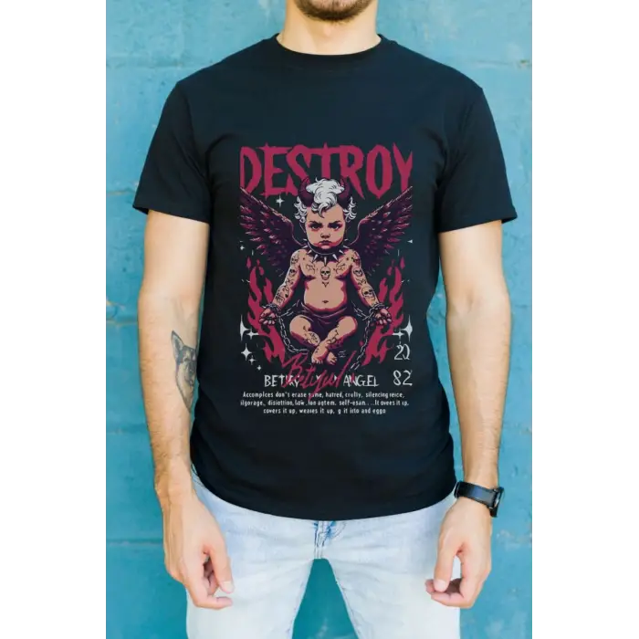 iegiyim™ Unisex Oversize 24/1 Penye DTF Baskılı Tişört - DTF144