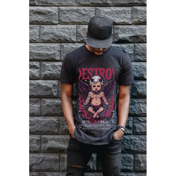 iegiyim™ Unisex Oversize 24/1 Penye DTF Baskılı Tişört - DTF144
