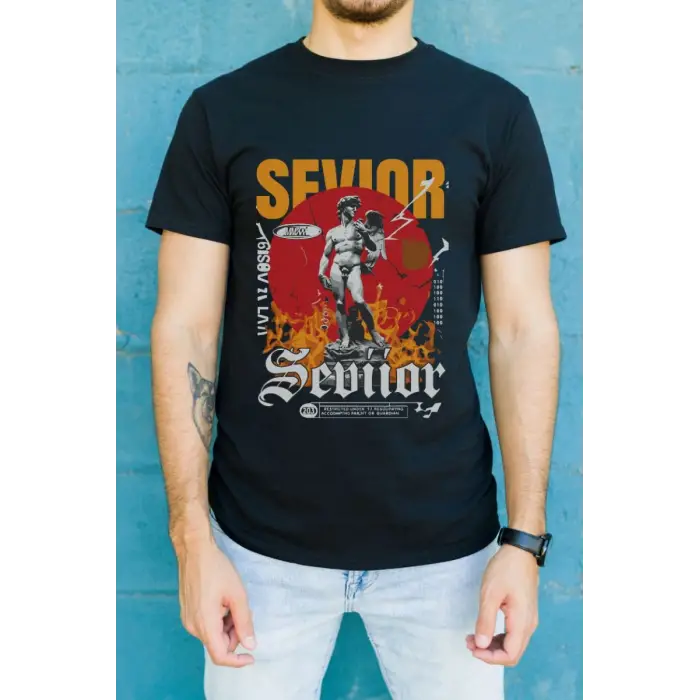 iegiyim™ Unisex Oversize 24/1 Penye DTF Baskılı Tişört - DTF82