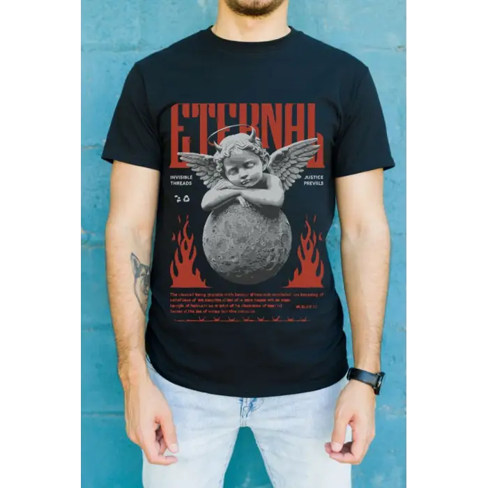 iegiyim™ Unisex Oversize 24/1 Penye DTF Baskılı Tişört - DTF86