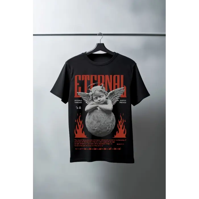 iegiyim™ Unisex Oversize 24/1 Penye DTF Baskılı Tişört - DTF86