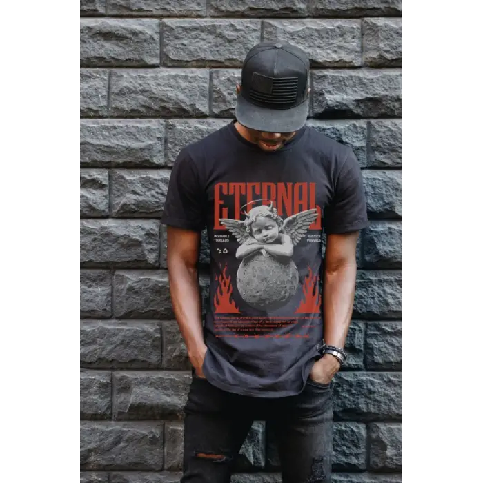 iegiyim™ Unisex Oversize 24/1 Penye DTF Baskılı Tişört - DTF86