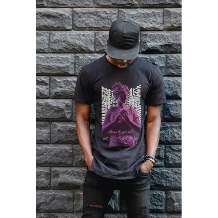 iegiyim™ Unisex Oversize 24/1 Penye DTF Baskılı Tişört - DTF97