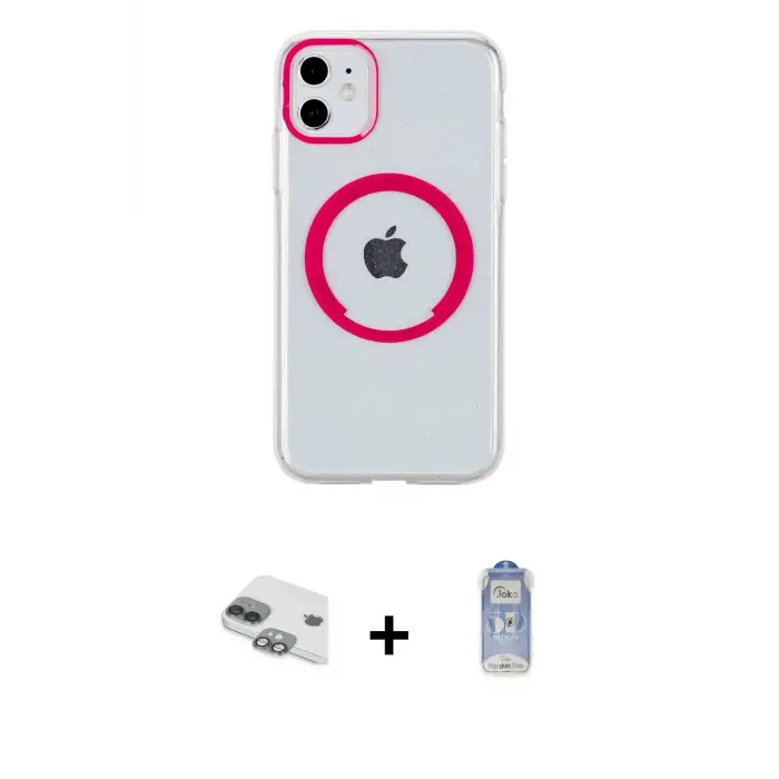 iPhone 11 Kılıf Pusula Form - Siyah Joko Magic 5D Cam + Pers Alüminyum Kamera Lens - YL
