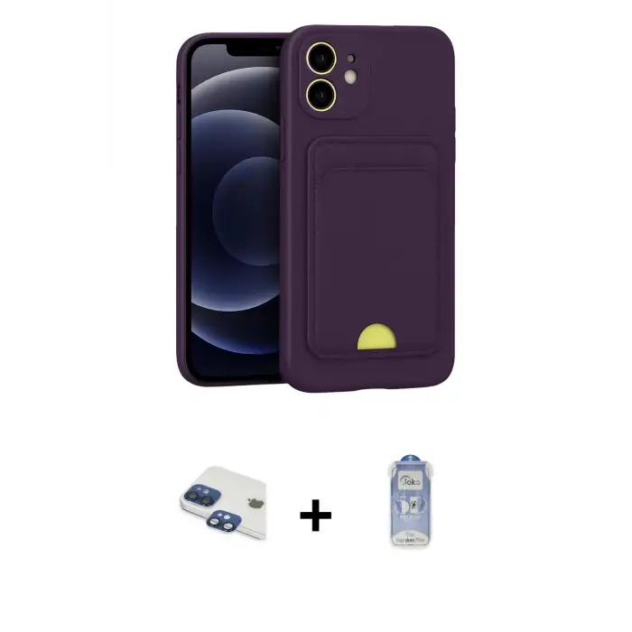 iPhone 11 Kılıf Vadi Çizgi Prime - Siyah Joko Magic 5D Cam + Pers Alüminyum Kamera Lens - LT