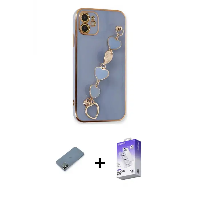 iPhone 12 Kılıf Nova Işık Prime - Siyah Bilvis 5in1 3D Magic Cam Ekran Koruyucu + Metal Kamera Lens Koruma Cam - AKYL