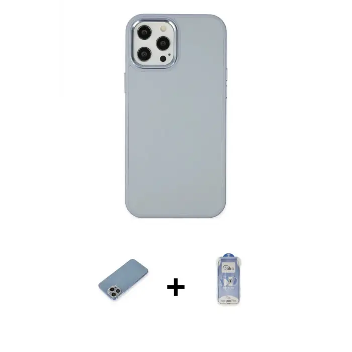 iPhone 12 Pro Max Kılıf Çekirdek Çizgi - Siyah Joko Magic 5D Cam + Shine Kamera Lens Koruma Cam - GI