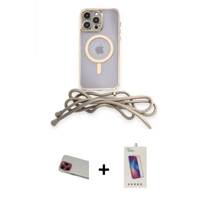 iPhone 13 Pro Max Kılıf Eksen Özel Seri - Siyah Joko 5D Cam + Rainbow Kamera Lens Koruma Cam - KI
