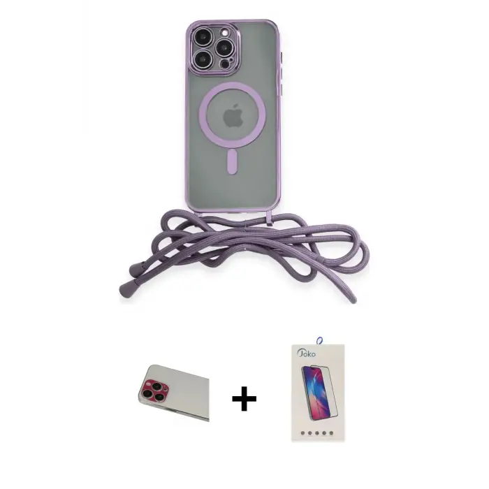 iPhone 13 Pro Max Kılıf Eksen Özel Seri - Siyah Joko 5D Cam + Rainbow Kamera Lens Koruma Cam - KI
