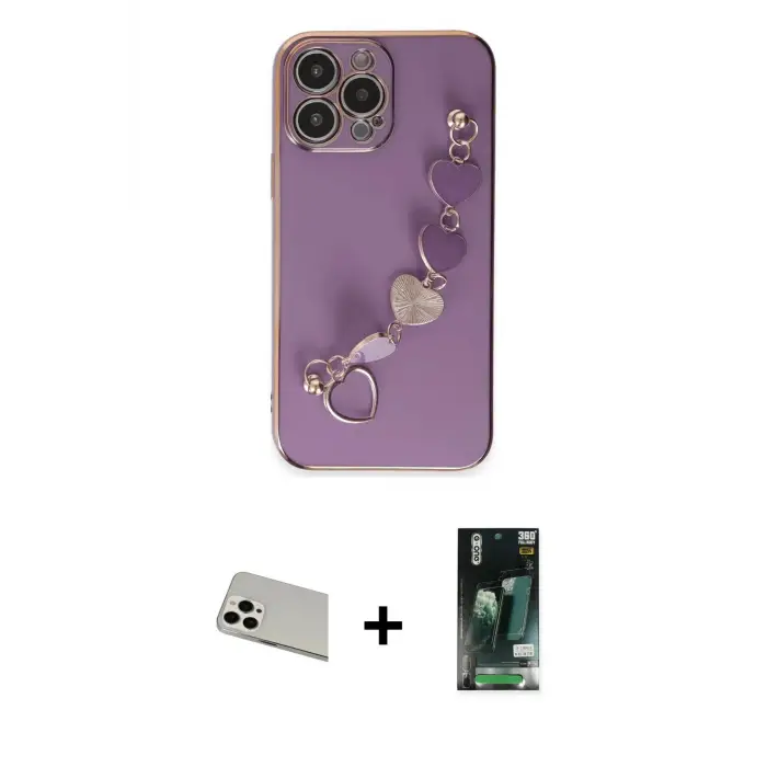 iPhone 13 Pro Max Kılıf Nova Işık Prime - Şeffaf 360 Full Body Arka Koruyucu + Rainbow Kamera Lens Koruma Cam - BZ