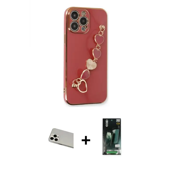 iPhone 13 Pro Max Kılıf Nova Işık Prime - Şeffaf 360 Full Body Arka Koruyucu + Rainbow Kamera Lens Koruma Cam - BZ