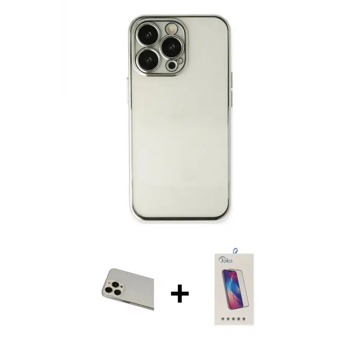 iPhone 13 Pro Max Kılıf Vadi Minimal - Siyah Joko 5D Cam + Rainbow Kamera Lens Koruma Cam - REGD