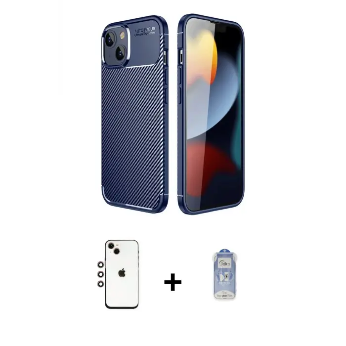 iPhone 14 Kılıf Eksen Form Prime - Siyah Joko Magic 5D Cam + Shine Kamera Lens - GI