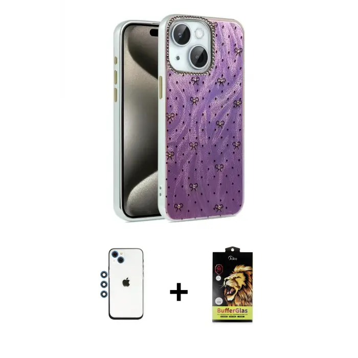 iPhone 14 Kılıf Zirve Modern Prime - Siyah Buffer Cam Ekran Koruyucu + Shine Kamera Lens - MI