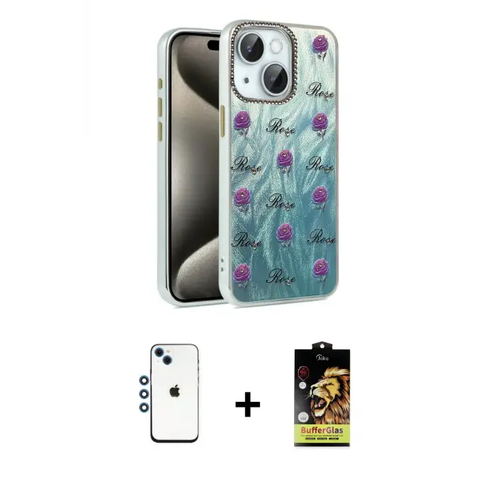 iPhone 14 Kılıf Zirve Modern Prime - Siyah Buffer Cam Ekran Koruyucu + Shine Kamera Lens - MI