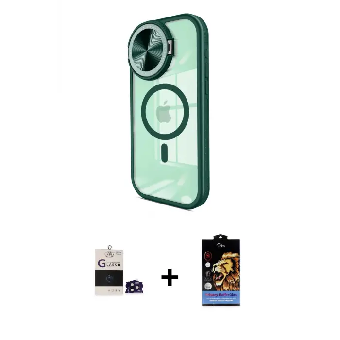 iPhone 14 Pro Max Kılıf Kıvılcım Modern Koleksiyonu - Siyah Buffer Hayalet Cam Ekran Koruyucu + Bilvis Titan Kamera Lens - DNMR
