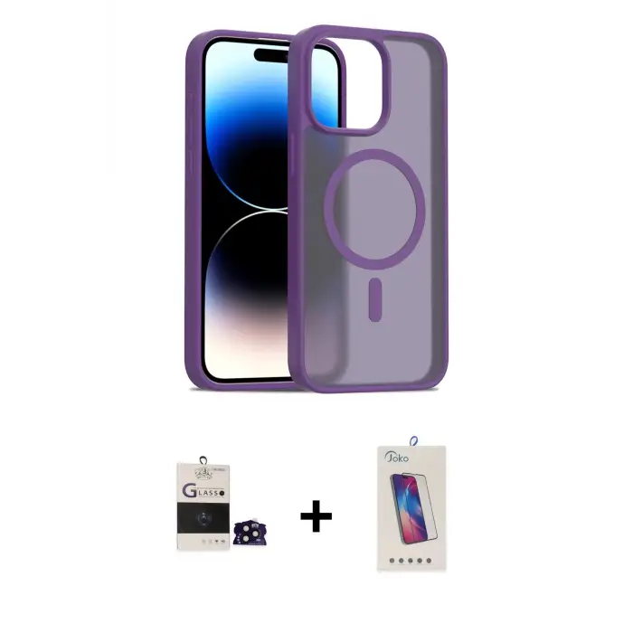 iPhone 14 Pro Max Kılıf Siluet Minimal Prime - Siyah Joko 5D Cam + Bilvis Titan Kamera Lens - SH
