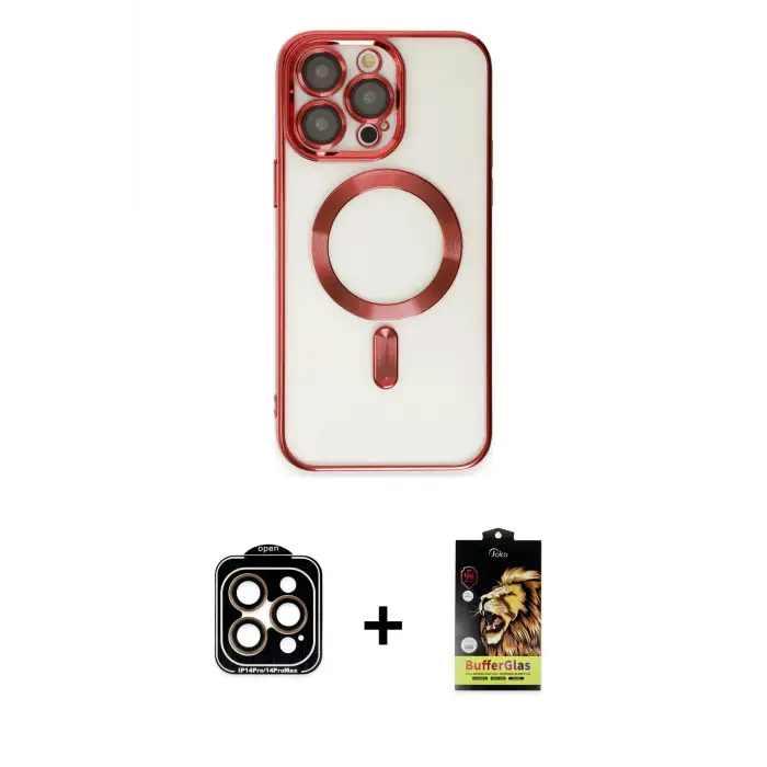 iPhone 15 Pro Max Kılıf Nova Işık Özel Seri - Siyah Buffer Cam Ekran Koruyucu + PVD Metal Kamera Lens - TU