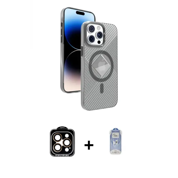 iPhone 15 Pro Max Kılıf Nova Modern Prime - Siyah Joko Magic 5D Cam + PVD Metal Kamera Lens - TU