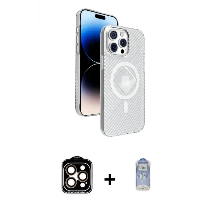 iPhone 15 Pro Max Kılıf Nova Modern Prime - Siyah Joko Magic 5D Cam + PVD Metal Kamera Lens - TU