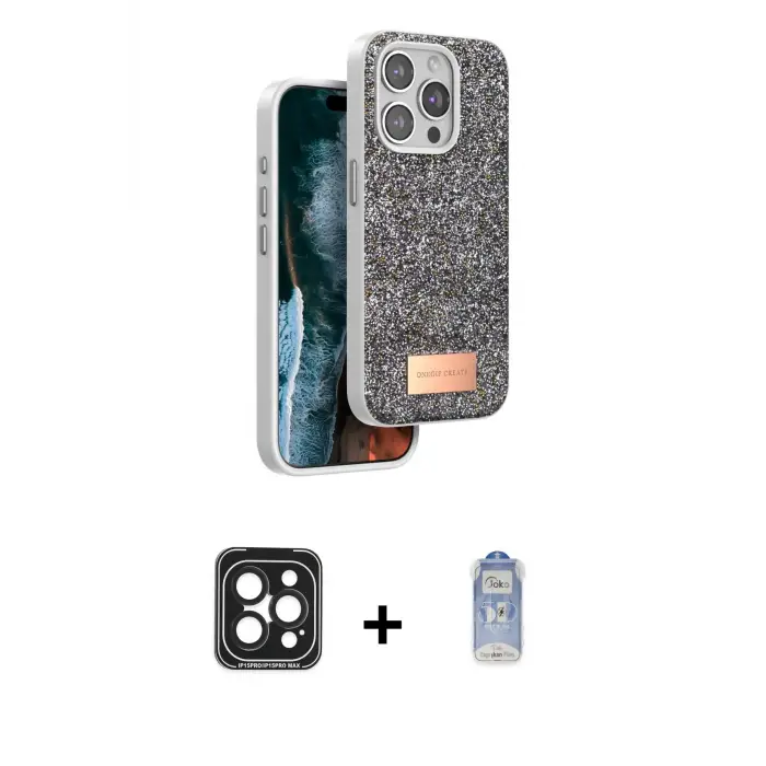 iPhone 15 Pro Max Kılıf Vadi Klasik Serisi - Siyah Joko Magic 5D Cam + PVD Metal Kamera Lens - SH