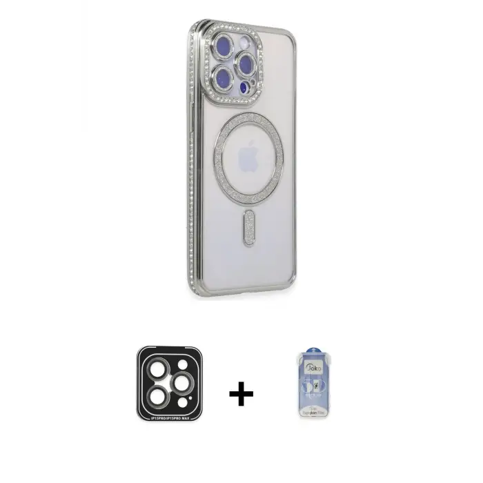 iPhone 15 Pro Max Kılıf Zirve Doku Prime - Siyah Joko Magic 5D Cam + PVD Metal Kamera Lens - GI