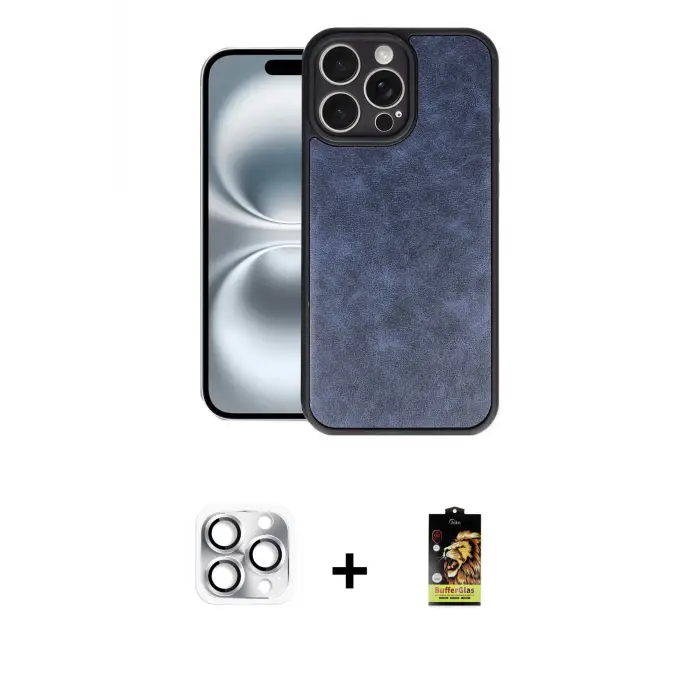 iPhone 16 Pro Max Kılıf Kıvılcım Işık Serisi - Siyah Buffer Cam Ekran Koruyucu + Pers Alüminyum Kamera Lens - GS